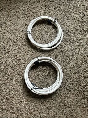 Lot of 2 PPC Perfect Flex 6-Series 18 AWG Coaxial Cable 12’ + 6’ Cables White